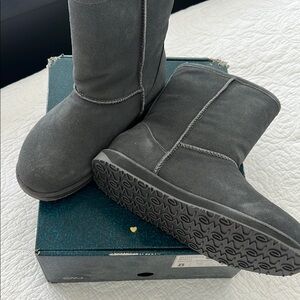 Emu Gray Winter Boots with Plush Lining and Textured Sole
